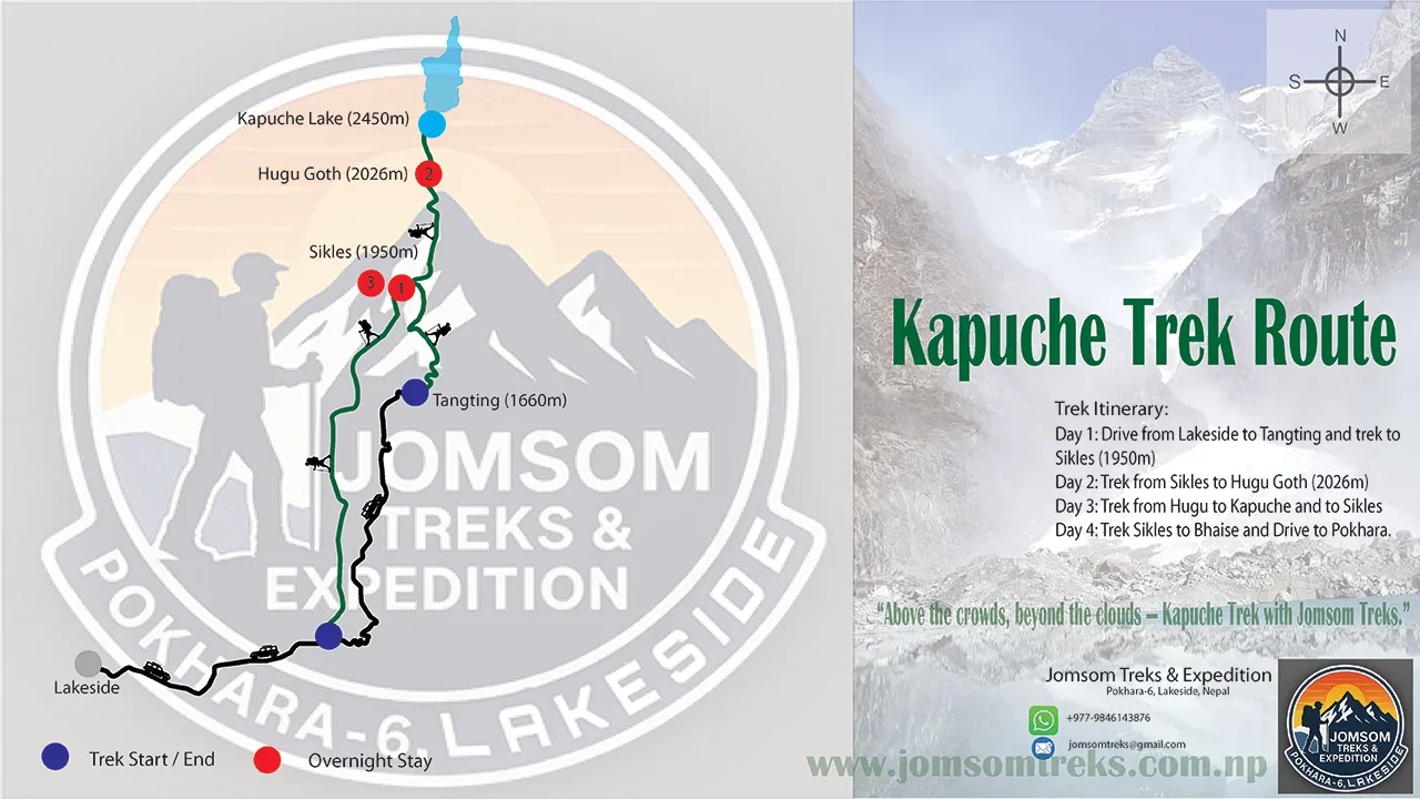 Kapuche Glacier Lake Trek route map.